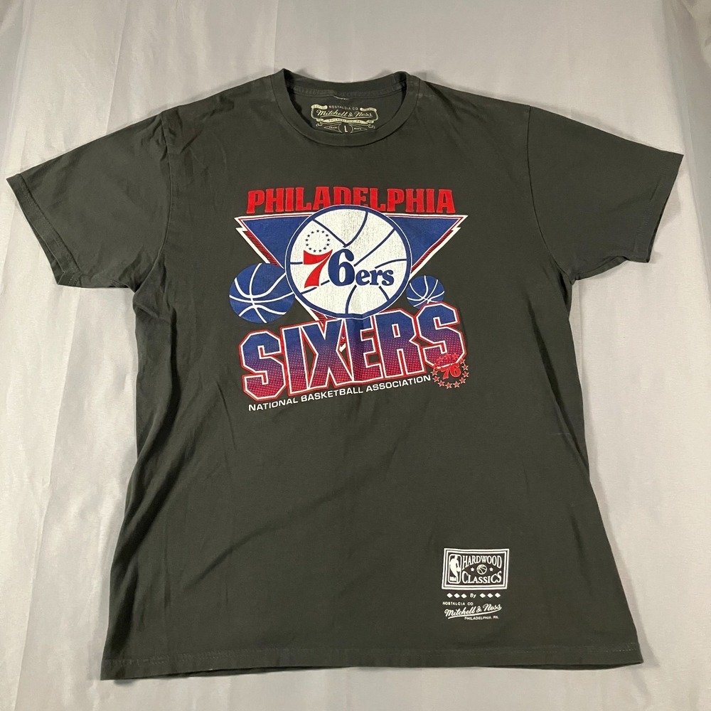Mitchell & Ness Sixers NBA Hardwood Classics Men's Large T‎ Shirt Black 76ers